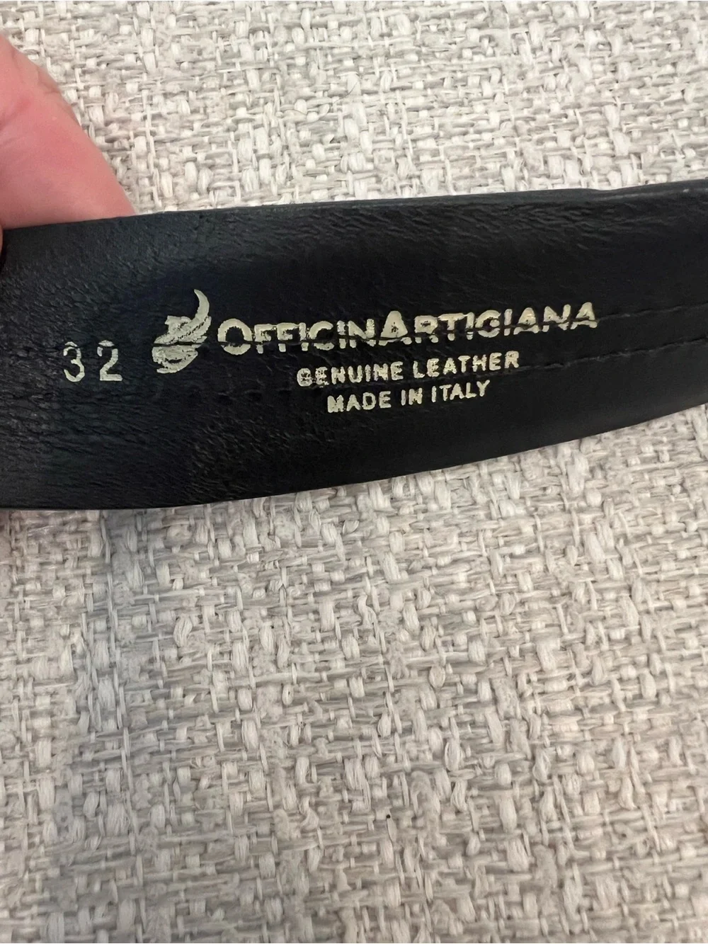 LKNW OfficinArtigiana Men’s Black Genuine Leather Belt Made in Italy Size 32